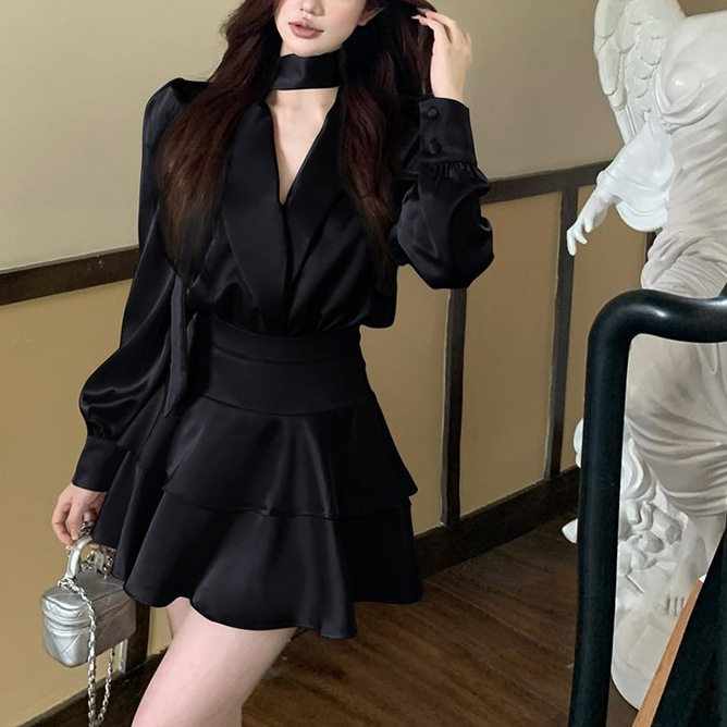 春秋新款女装套装气质名媛缎面衬衫蛋糕半身裙高级感小洋装两件套,女装/女士精品,休闲运动套装,淘宝优惠券,粉丝福利购,淘宝优惠卷