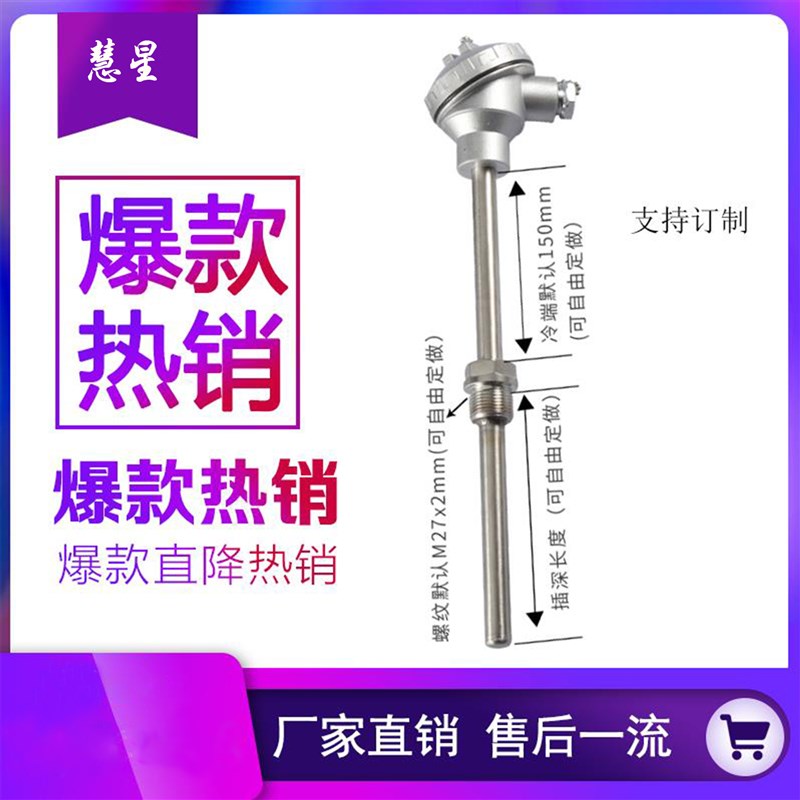 WRN/WZP-130/230t铠装热电偶K型PT100热电阻温度传感器高温探头