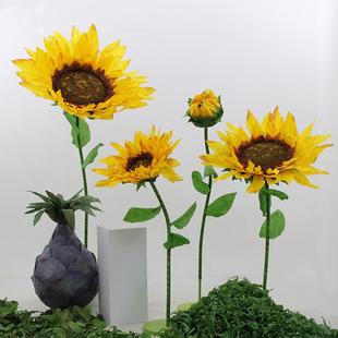 新款 飾手工紙花大巨型仿真向日葵 向日葵手工花擺件櫥窗裝 直銷新款