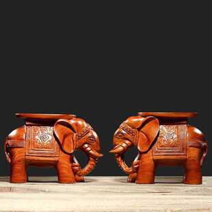 新款直销花梨木雕大象换鞋凳家居实木质泰国大象凳子客厅沙发凳工