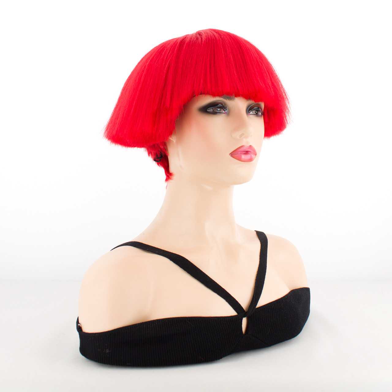 新款直销时尚齐刘海蘑菇头短发假发粉色假发头套夜店舞台表演扫把