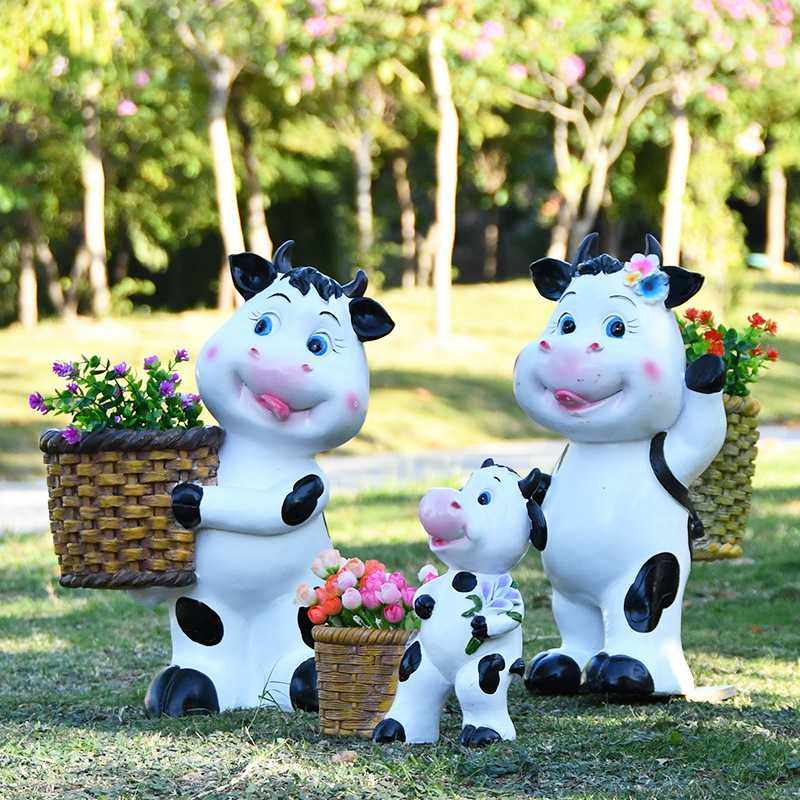 新款直销别墅庭院花园装饰天台阳台布置造景创意奶牛花盆户外卡通,家居饰品,户外/庭院摆件,淘宝优惠券,粉丝福利购,淘宝优惠卷