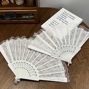 新款直销复古蕾丝中国风扇子舞蹈折扇拍照汉服旗袍写真古风摆拍道