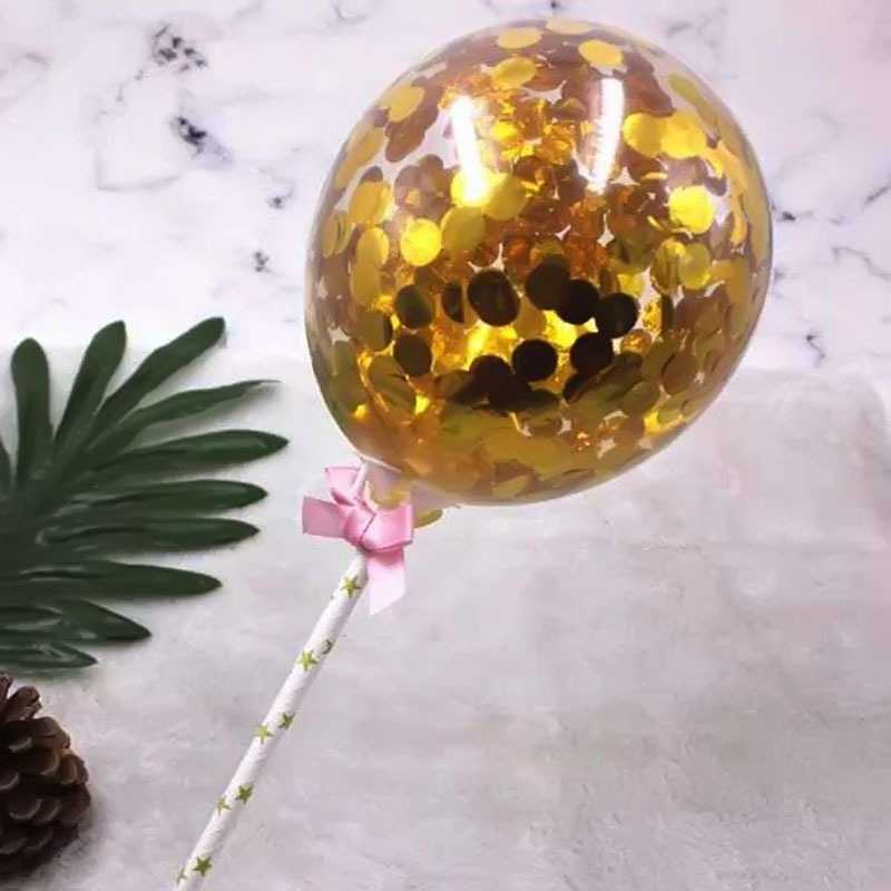 新款直销生日蛋糕装饰气球插件亮片纸屑气球蛋糕装饰插件铝模气球