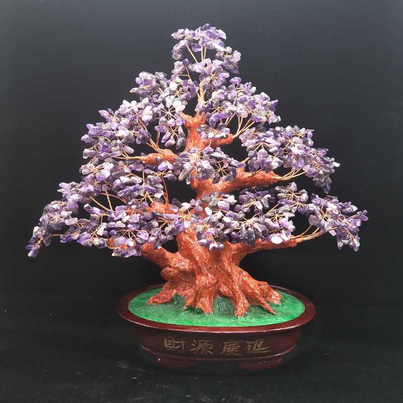 新款直销黄水晶发财树摆件招财家居客厅酒柜装饰品电视柜大摆设创