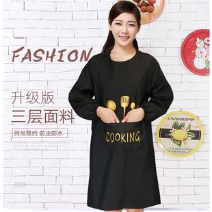 新款 直销广告围裙定做防水定制logo印字罩衣厨房防油防污围兜女工