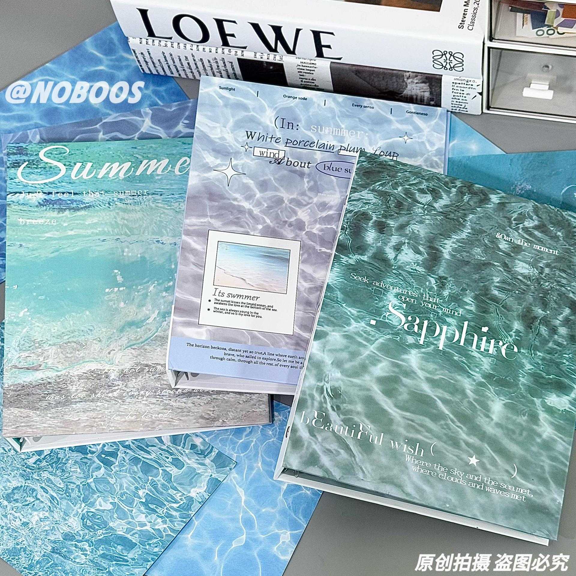 新款直销直销夏日海浪蓝色活页卡册学生追星三寸小卡a5四宫格卡册