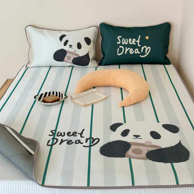 新款直销可爱卡通夏季凉感冰丝凉席三件套小清新空调席可水洗折叠,床上用品,冰丝席,淘宝优惠券,粉丝福利购,淘宝优惠卷