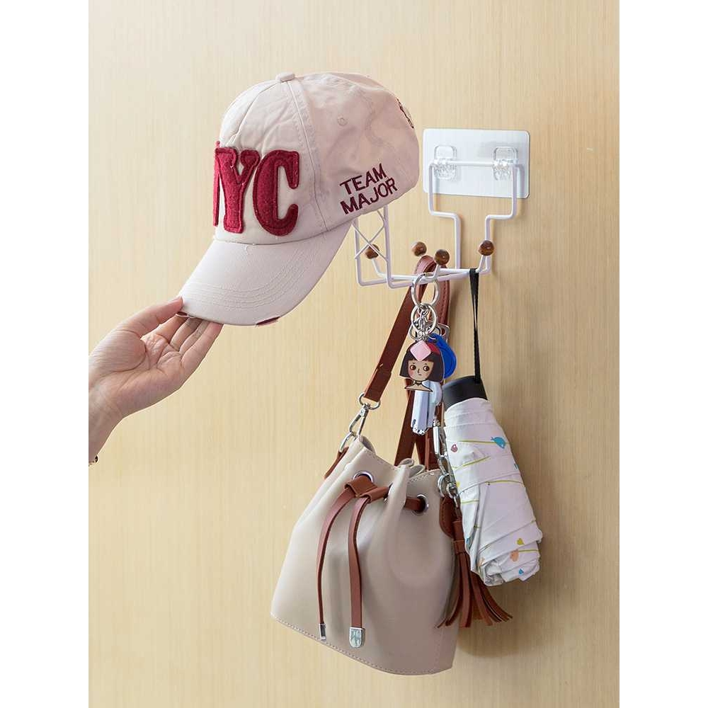 新款直销免打孔摩托车头盔架多功能壁挂帽子收纳置物架无痕粘贴衣