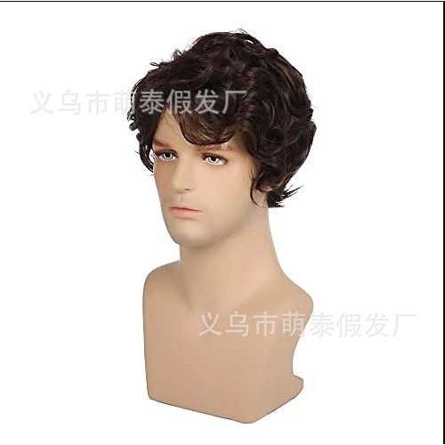 新款直销新款欧美男士假发短卷发棕色蓬松卷发偏分时尚造型短卷男,美发护发/假发,演出假发,淘宝优惠券,粉丝福利购,淘宝优惠卷