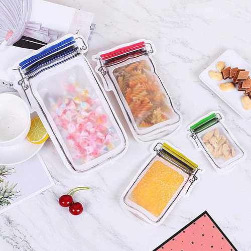 新款直销梅森瓶自封异形保鲜袋磨砂休闲食品自封包装梅森袋定印刷