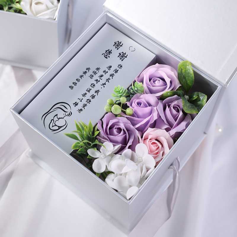 新款直销生日礼物伴手礼母亲节玫瑰花礼盒永生香皂花香薰手工花8