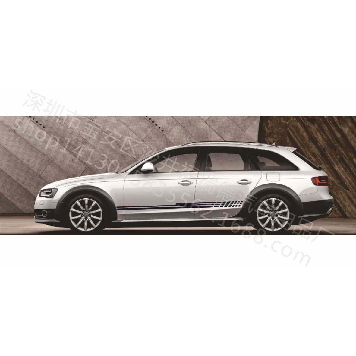 新款直销X-184汽车侧裙炫酷车身贴纸 下裙帖格子拉花腰线格子旗