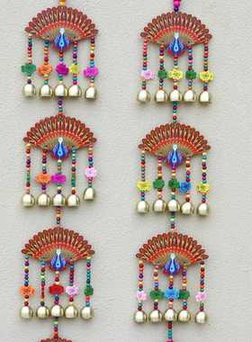 新款直销云南丽江民族风特色手工艺彩绘木板孔雀风铃 挂饰 旅游纪