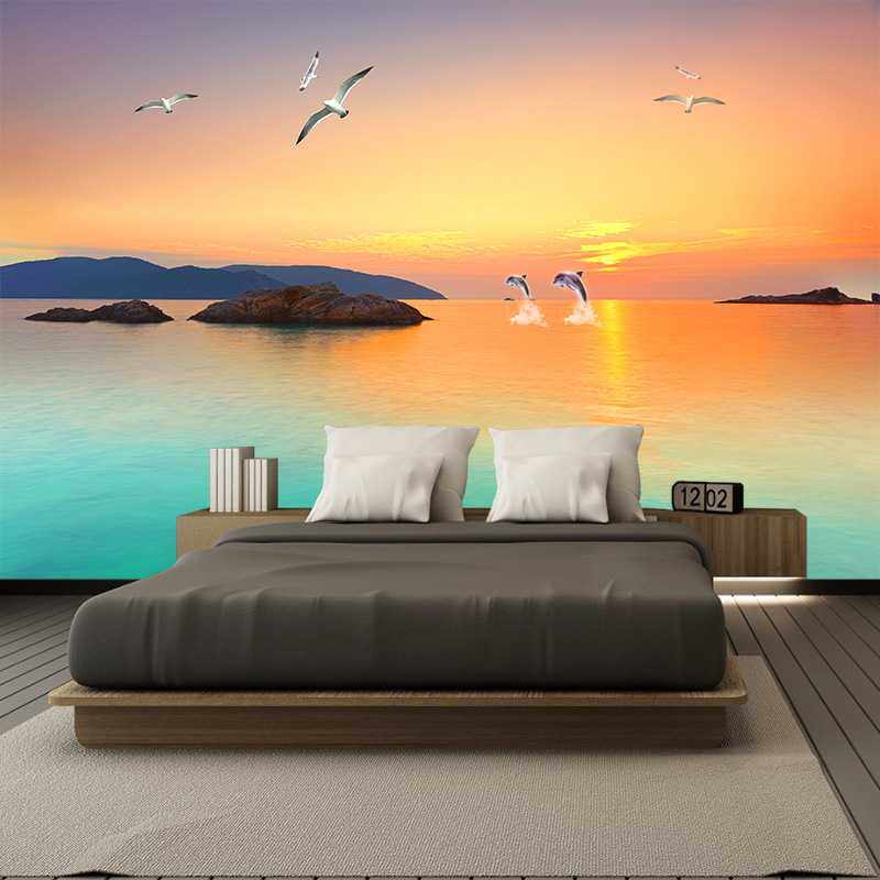 新款直销跨境亚马逊壁纸浪漫温馨海边风景客厅电视背景墙自粘拼接,家装主材,定制壁画,淘宝优惠券,粉丝福利购,淘宝优惠卷