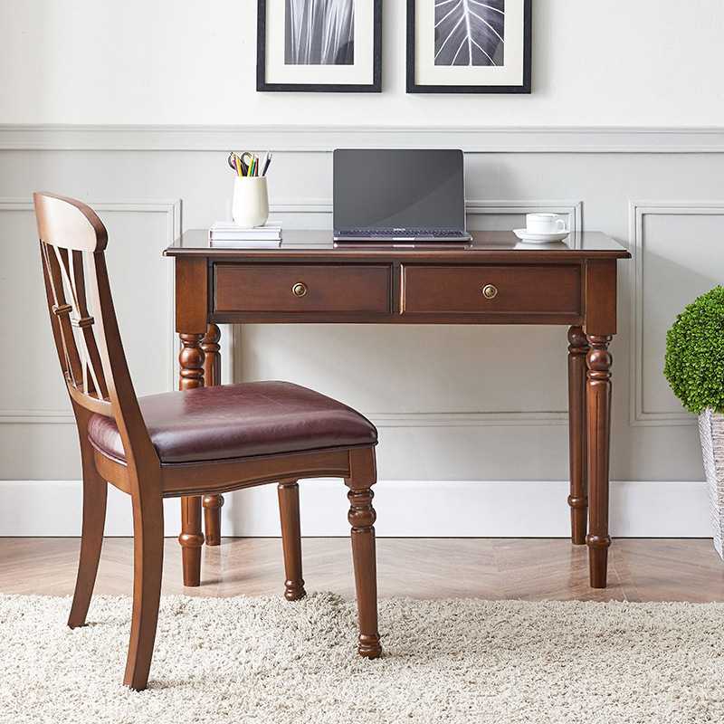 新款直销全实木美式书桌家用现代简约书房电脑桌办公桌学生写字台