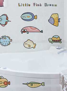新款直销海洋卡通鱼墙贴浴室卫生间游泳馆装饰贴画外贸贴纸 34148