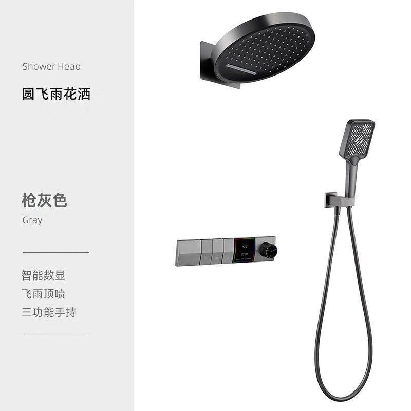 新款直销跨境 欧式电镀全铜入墙式暗装淋浴花洒套装嵌入式增压喷