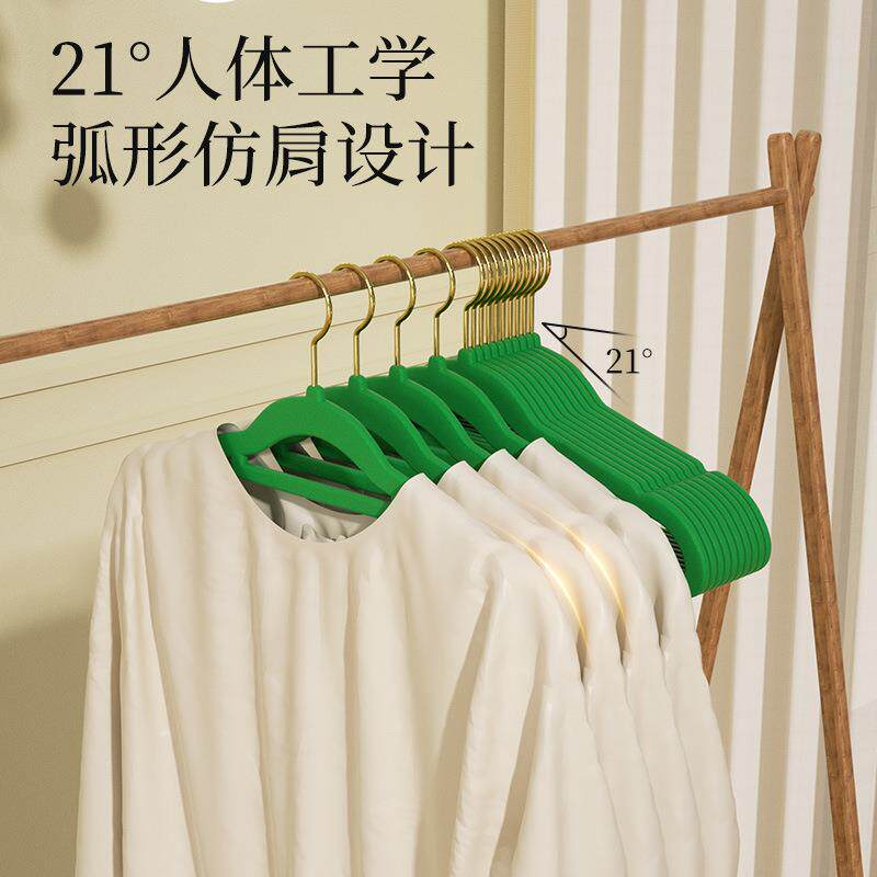 新款直销家用挂衣加厚植绒衣架防滑无痕不伤衣物整理师推荐收纳衣