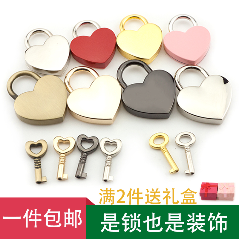 迷你爱心小挂锁箱包心形锁头金银色爱心装饰挂锁五金配饰婚庆饰品