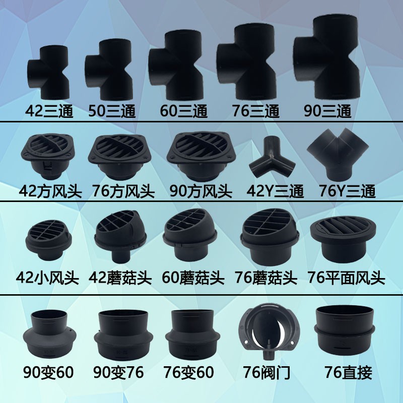 12V24V驻车加热器四孔变径Y型三通柴油暖风机出风管柴暖旋转头罩