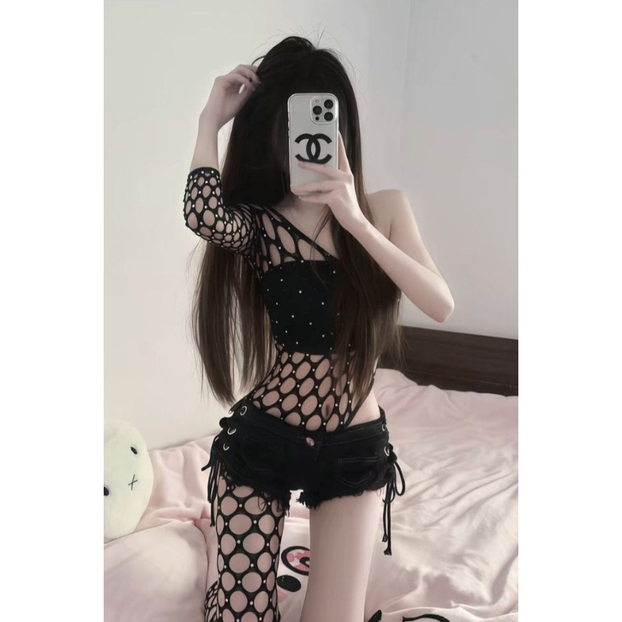 酒吧DS演出服DJgogo领舞服chic性感辣bgo点舞网眼镂空连体衣舞台