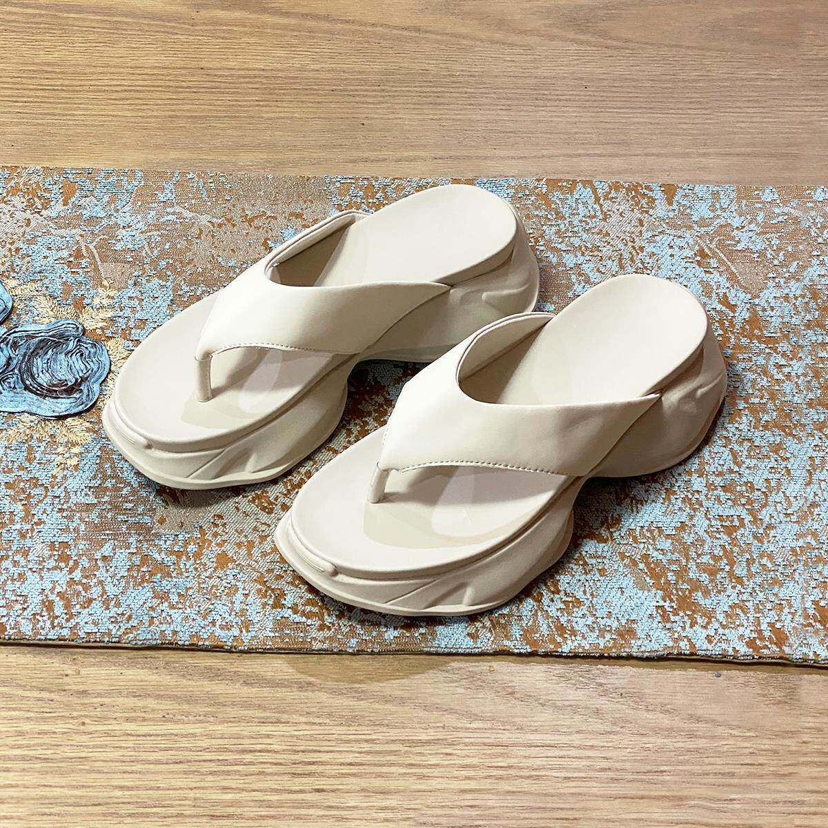 小丸子 厚底外穿拖鞋女2025夏季新款时尚松糕夹趾凉鞋沙滩人字拖