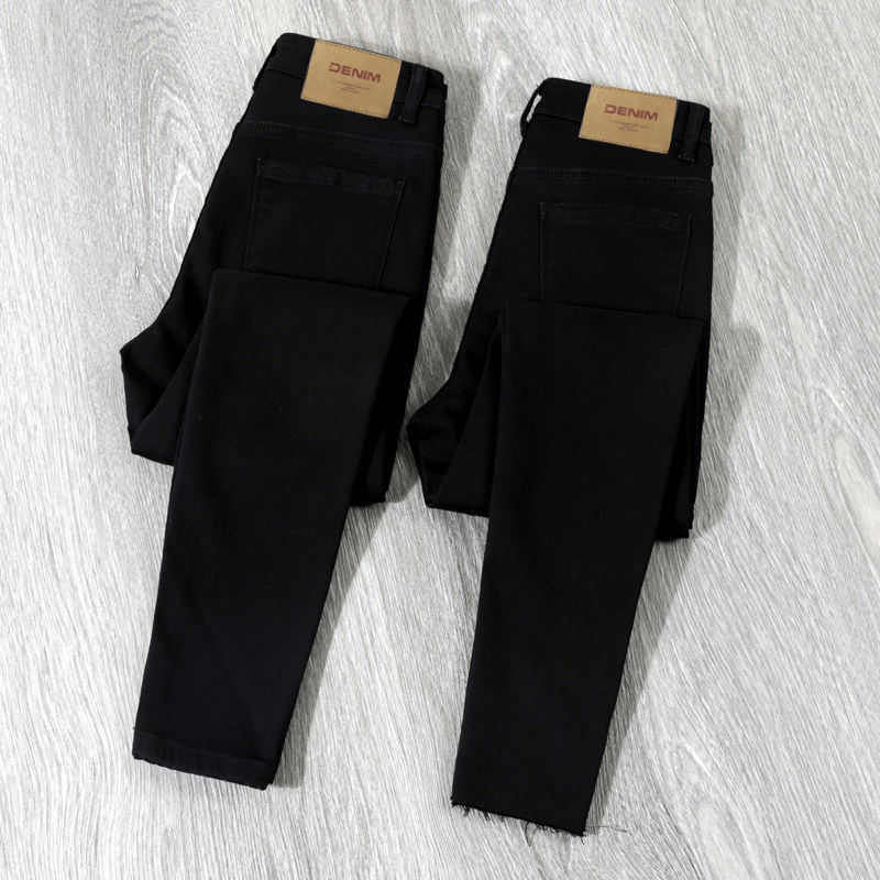 韩国高腰小脚牛仔裤女紧身2026春秋新款弹力显瘦小个子黑色铅笔裤