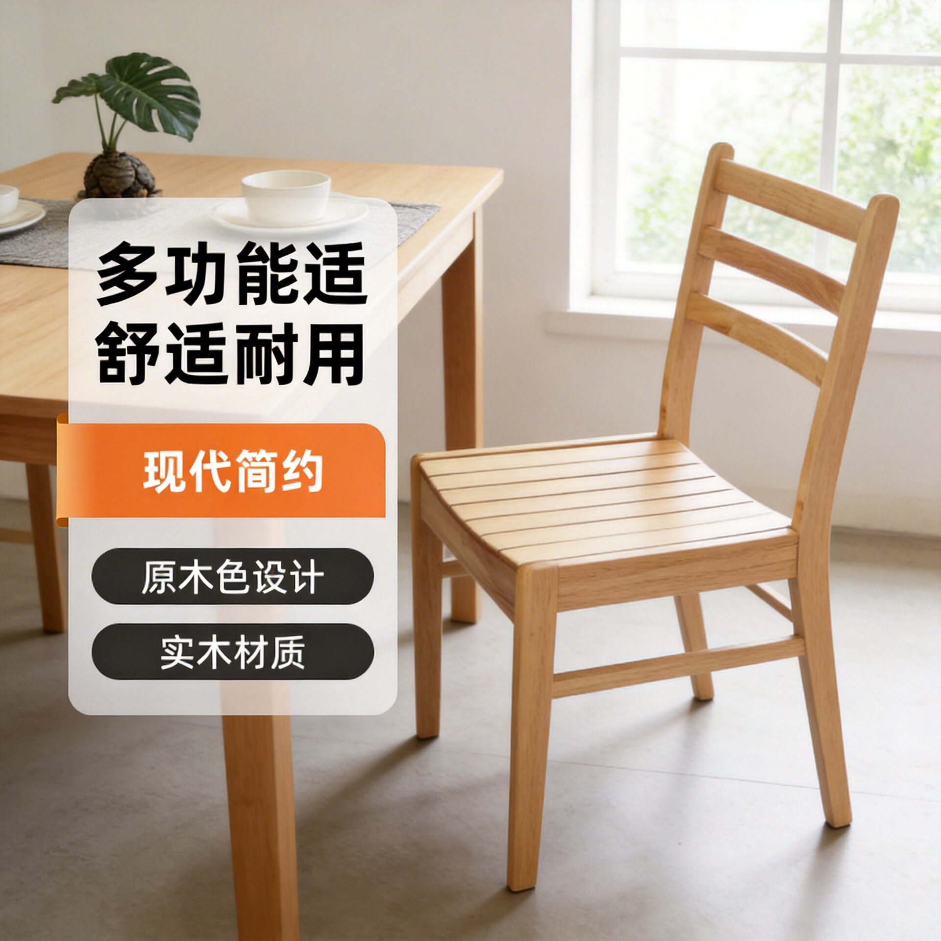 实木皮饰面家用中式餐桌餐椅轻奢舒适高靠背麻将电脑实木原木椅子