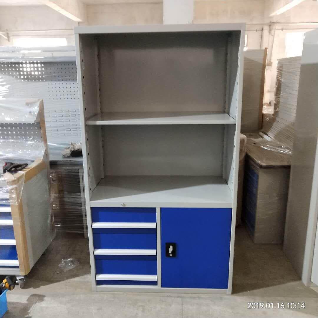 多功能重型车间工具储物柜双开门设备五金铁皮四层板置物柜