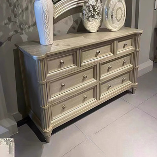 北美乡村实木斗柜复古做旧莫里印象卧室高级灰收纳储物柜家具