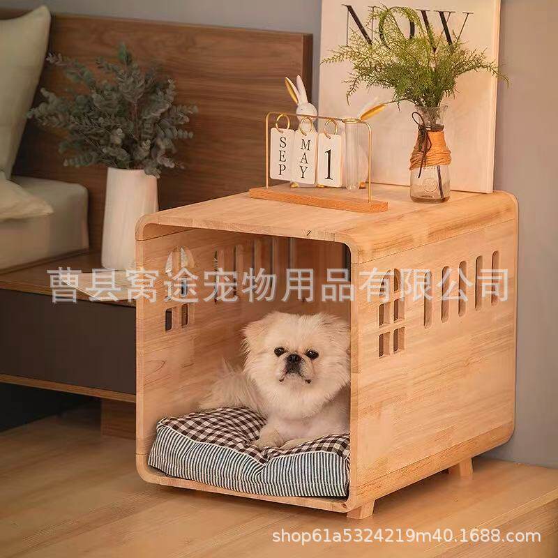 创意木制猫狗窝床头柜床边宠物床木制人宠共用一体置物柜四季通用