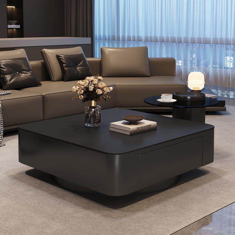 轻奢方形岩板意式组合茶几小户型现代简约客厅家用黑色高级茶几桌
