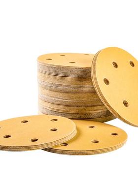 寸孔植绒黄色砂纸圆盘片形角磨机背绒自粘打磨抛光干磨