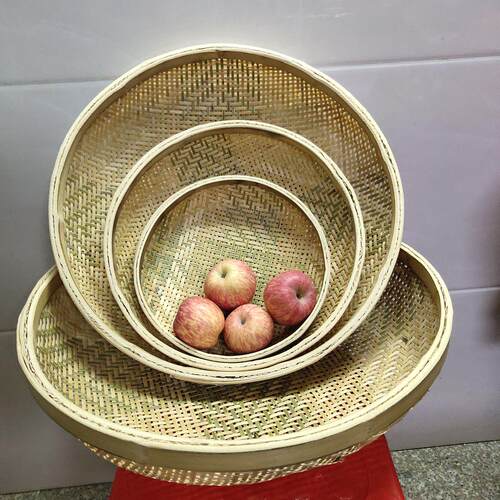 竹编农家底纯手工粉末筛t米筛子筛茶叶茶末筛竹筛细孔家用凹小麦