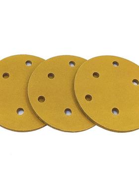 干磨植绒黄色砂纸圆盘片形背绒自粘打磨抛光超细寸孔