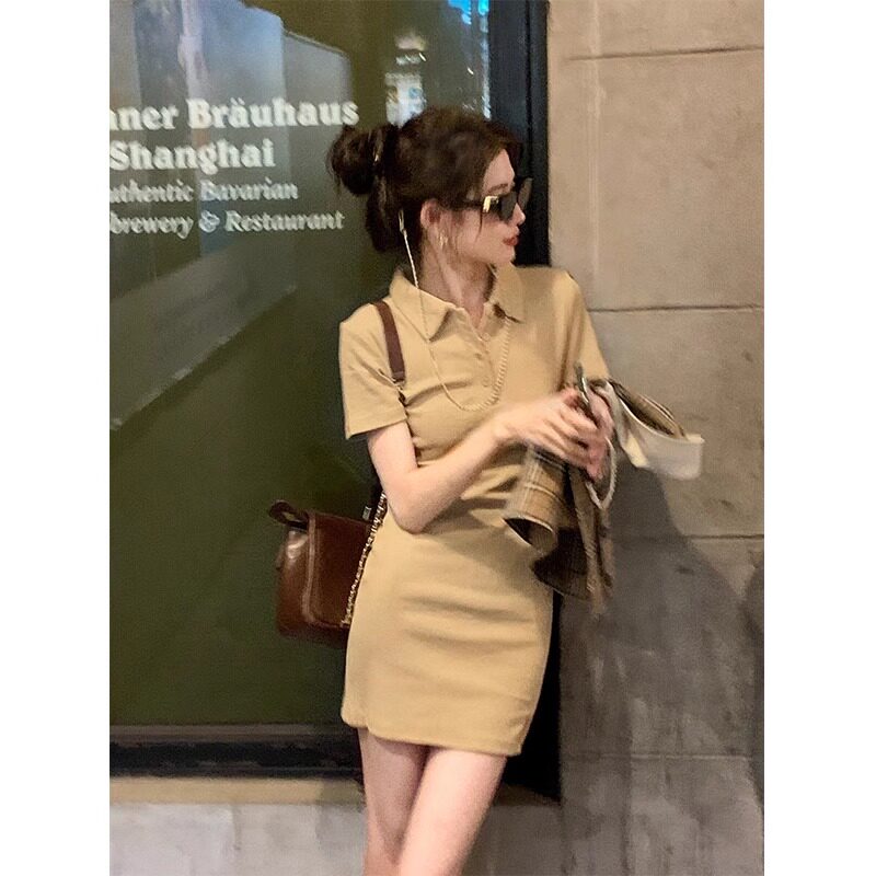 韩国2024春辣妹polo连衣裙女夏小个子修身包臀裙高级感御姐晚晚风图片