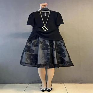 套裝 香港大碼 兩件套連衣裙女夏新款 高級感氣質(zhì)洋氣減齡顯瘦爆款 裙
