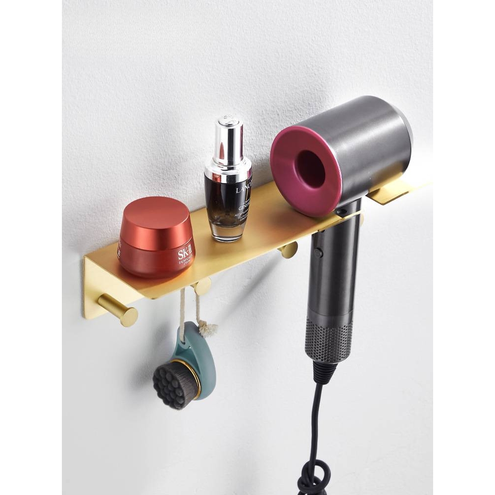 全铜吹风机架子卫生间置物架壁挂式浴室墙上吹风筒收纳挂架免打孔