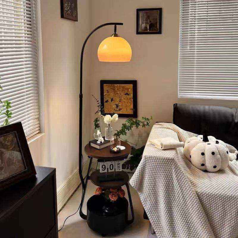 中古风柚子落地灯客厅沙发旁氛围感茶几复古美式卧室床头柜一体灯,3C数码配件,USB灯,淘宝优惠券,粉丝福利购,淘宝优惠卷