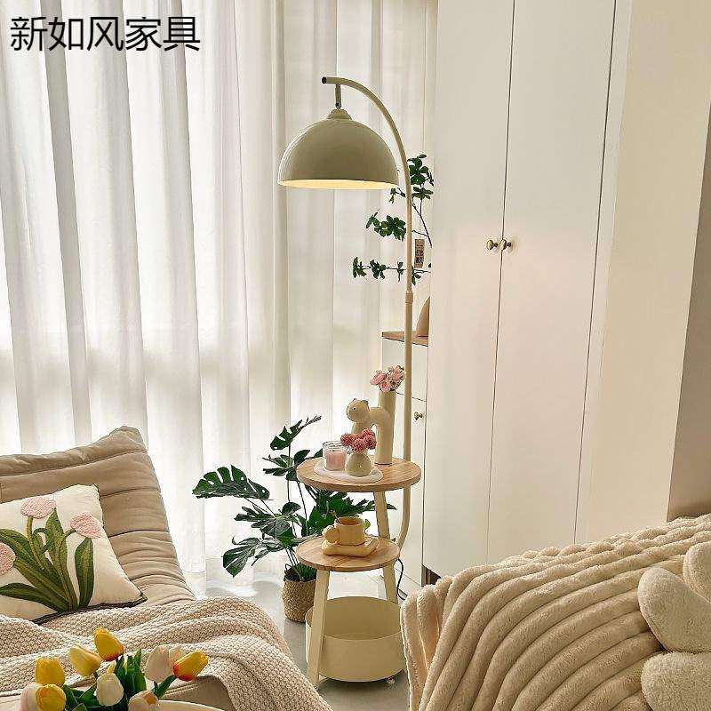 奶油风客厅沙发角落地灯卧室床头柜一体台灯无线充电边几中古立式,3C数码配件,USB灯,淘宝优惠券,粉丝福利购,淘宝优惠卷