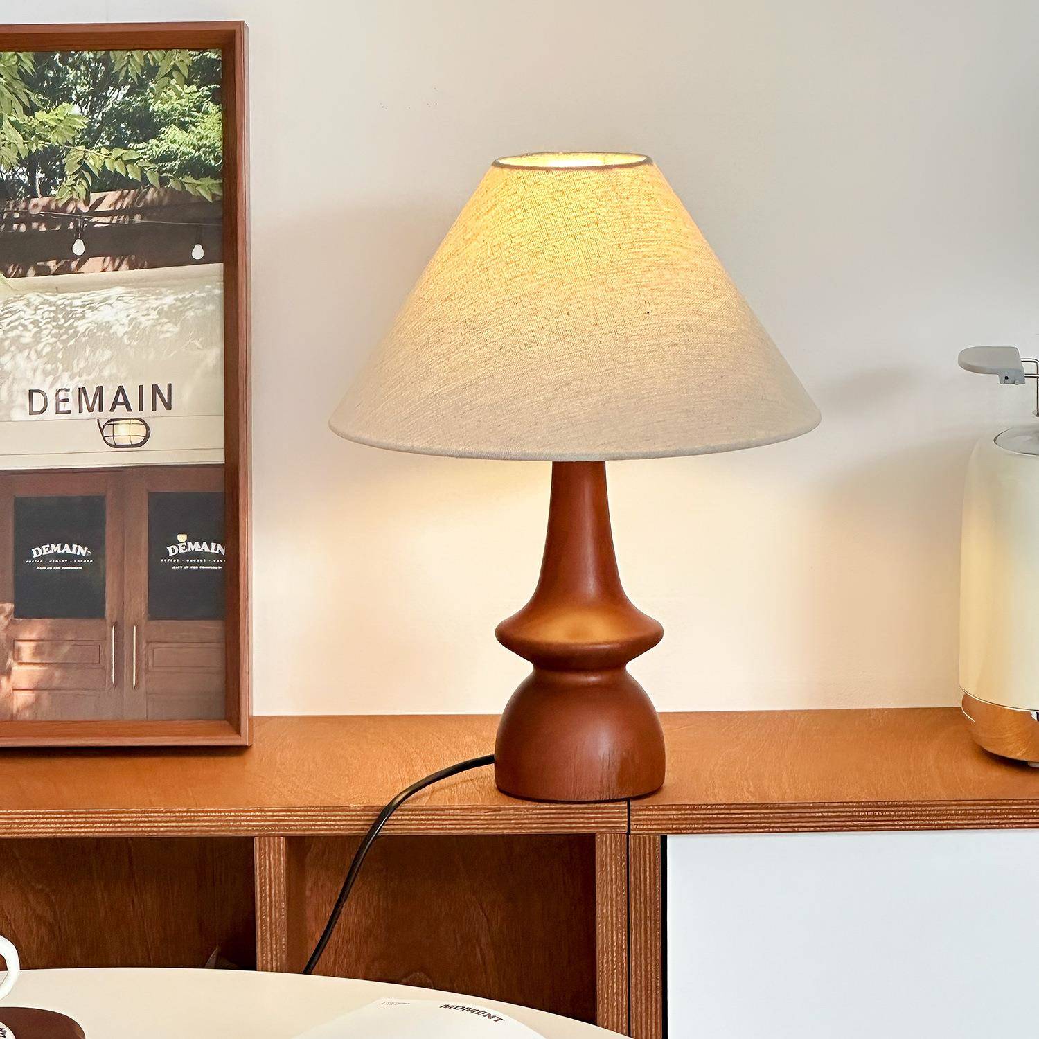 网红实木复古创意台灯民宿卧室装饰中古风法式美式浪漫床头灯