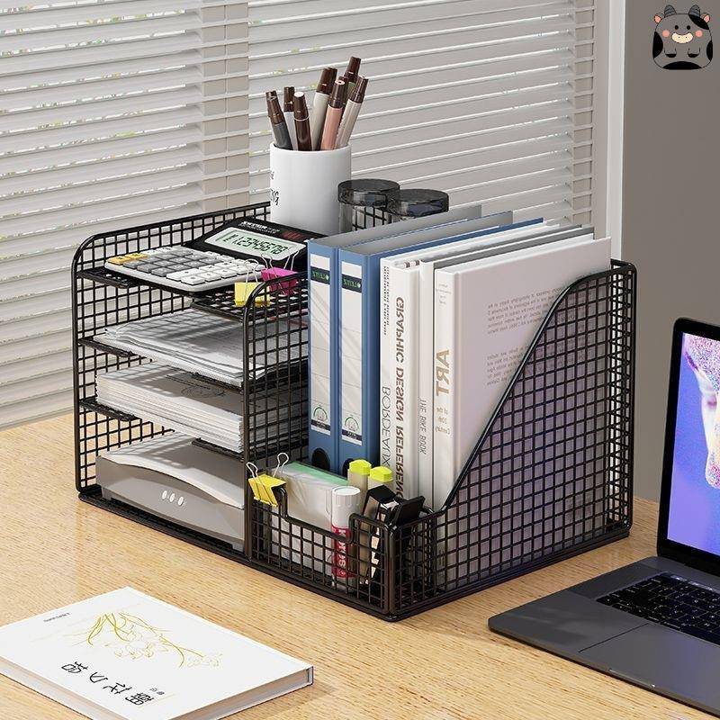 办公用品文件置物架放书本a4纸立式多层铁艺学生资料收纳桌上书架
