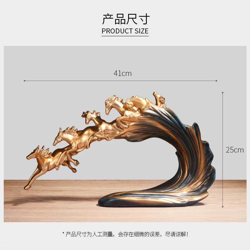 欧式风情万马奔腾树脂摆件客厅玄关酒柜虚拟艺术品招财福装饰品