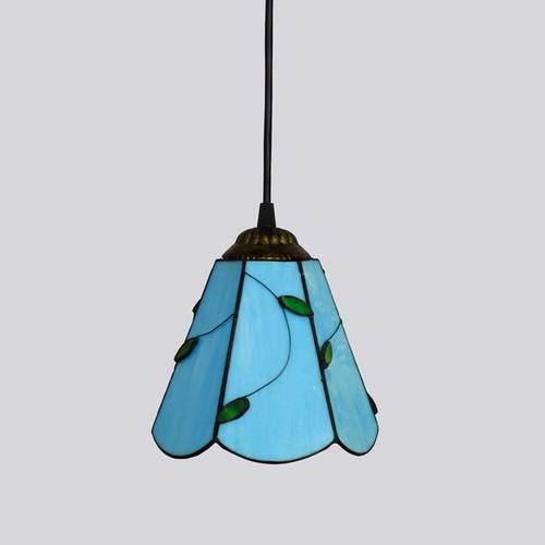 15CM蓝色树叶地中海蒂凡尼彩色玻璃客厅餐厅酒吧台小吊灯