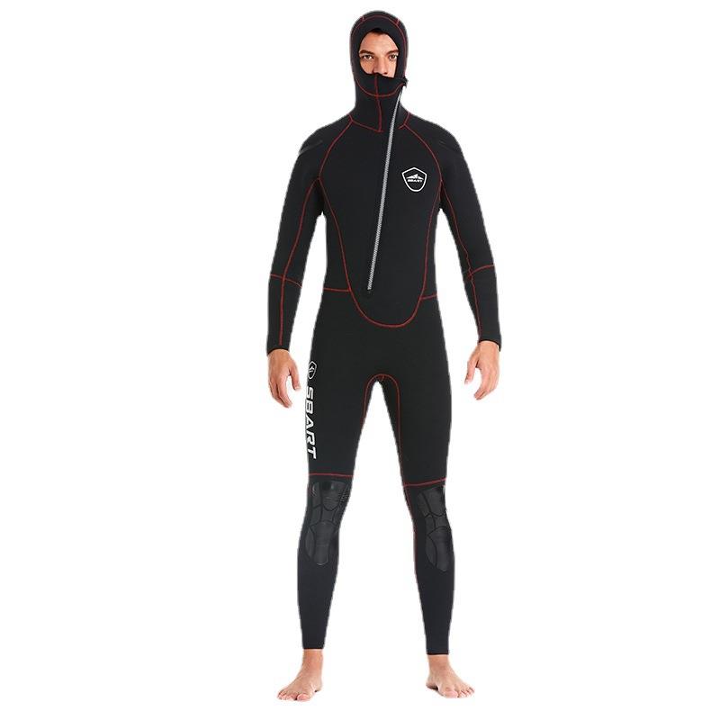 新品5MM潜水服男加厚保暖连帽猎鱼服冬泳游泳装备冲浪湿衣
