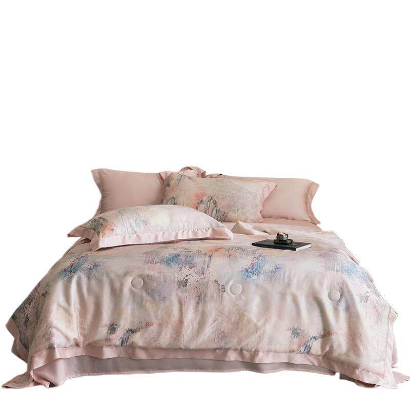 莱赛尔天丝夏被四件套夏季凉感冰丝可机洗单空调薄被子床笠款