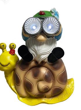 侏儒蜗牛太阳能灯摆件花园精灵矮人复古树脂雕像装饰工艺品