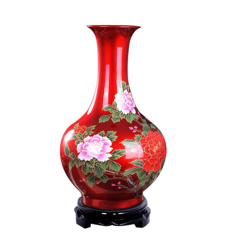 景德镇陶瓷器水晶釉花瓶大号落地花瓶客厅现代家居摆件装饰品