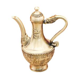 黄铜龙凤呈祥酒壶摆件百福铜壶工艺品餐厅酒壶装饰品家居铜器